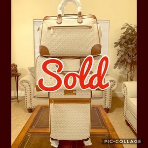 Michael Kors Vanilla/Acorn Travel Trio Luggage Set